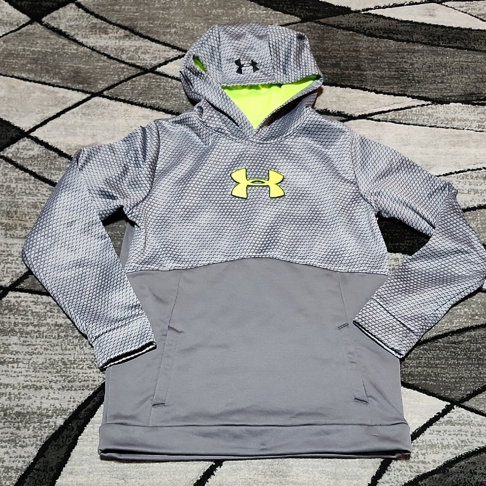 UNDER ARMOUR LOOSE-FIT NEON/GRAY HOODIE SWEATSHIRT YOUTH XL